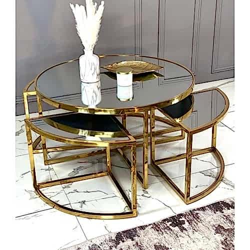 Titanyum Gold Aynalı Orta Sehpa