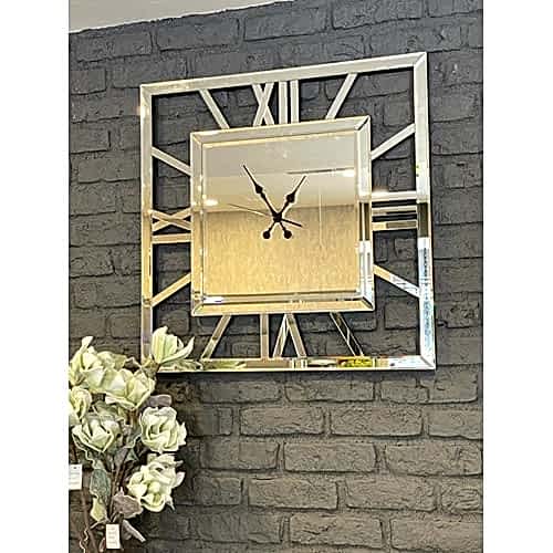 AYM1001 Kare Saat Gümüş 70x70